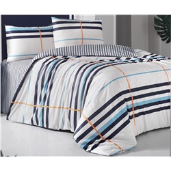1 сп. Комплект Постельного Белья Creaforce Striped Turkuaz - Altınbaşak