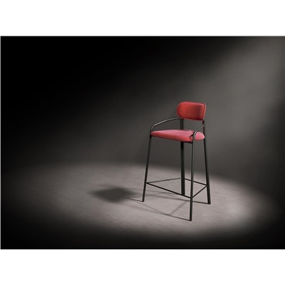 Стул полубарный Ror, Round, велюр, черный/темно-красный