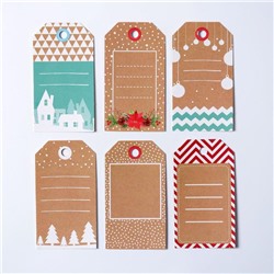 Шильдик декоративный в наборе «Счастья в Новом Году», 9×5 см, 6 шт.