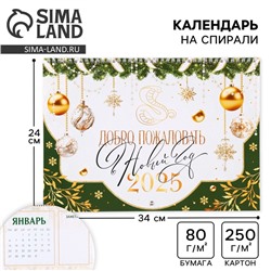 Календарь 2025 настенный, на спирали «Новый год: Добро пожаловать», 34 х 24 см