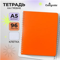 Тетрадь A5 на гребне, 96 листов в клетку, Calligrata, пластиковая обложка, оранжевая