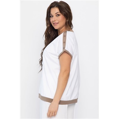 Блуза Далия (бело-коричневая) Б13803-20М