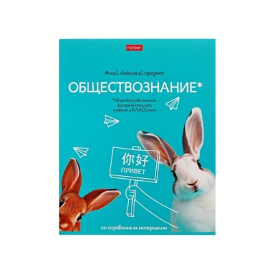 Тетрадь 48 листов в клетку «Мой любимый предмет» Обществознание, белые листы