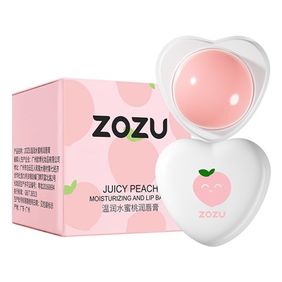 Фруктовый бальзам для губ с экстрактом персика, в форме сердца, ZOZU JUICY PEACH moisturizing and lip balm, 5,8гр