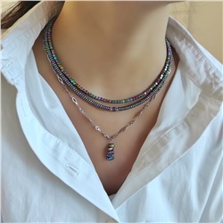 Сет украшений из гематита фиолетовые + зелёные оттенки