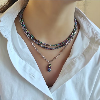 Сет украшений из гематита фиолетовые + зелёные оттенки