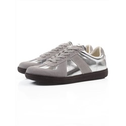 03-2106-2 DK. GREY/SILVER Кеды женские (натуральная кожа)