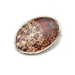 Брошь яшма "Овал" 42*31мм.