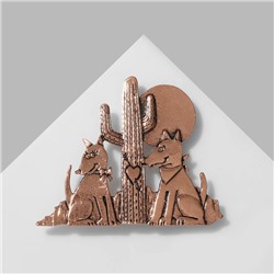 Брошь «Любовь в пустыне», чернёная, красная, медь