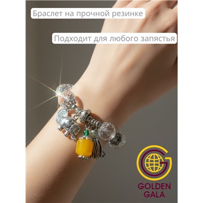 Браслет женский с кристаллами на резинке БР12/01 (перламутрово-прозрачный)