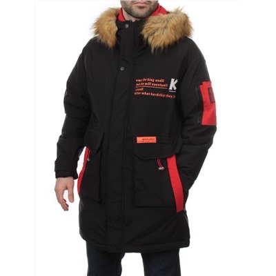 22067 BLACK RED Куртка мужская зимняя облегченная (150 гр. холлофайбер)