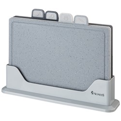 НАБОР AGNESS ИЗ 4 ДОСОК НА ПОДСТАВКЕ, ЦВЕТ: СЕРЫЙ