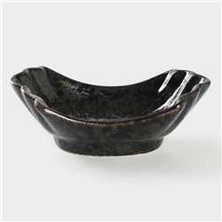 Салатник Magistro «Ночной дождь», 13×8×4.5 см, фарфор, чёрный