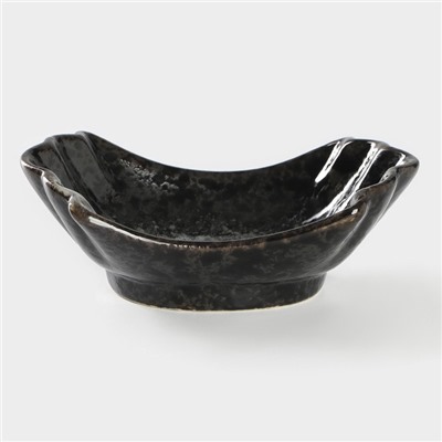 Салатник Magistro «Ночной дождь», 13×8×4.5 см, фарфор, чёрный