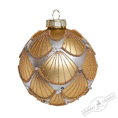 Шар "Золотые ракушки" (стекло) 8 см