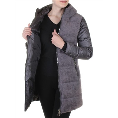 3010 GRAY Пальто женское с ангорой QiHongYun