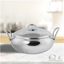 903-005 Кастрюля 6,2л с крышкой 26см MIRROW в под.уп.(х4)Нержавеющая сталь