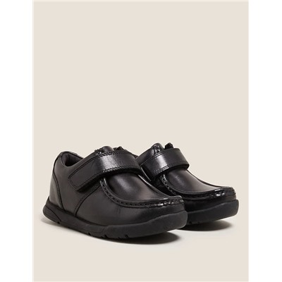 Kids' Leather Riptape School Shoes (8 Small - 1 Large)