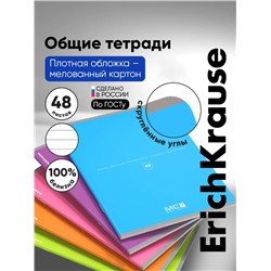 Тетрадь 48 листов в линейку ErichKrause, обложка мелованный картон, блок офсет, 100% белизна, МИКС