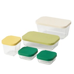 HAVSTOBIS Dose mit Deckel 5er-Set, transparent/bunt