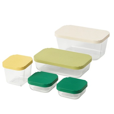 HAVSTOBIS Dose mit Deckel 5er-Set, transparent/bunt