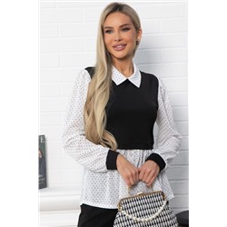 Блуза Жозетта (черно-белая) Б14839-3М