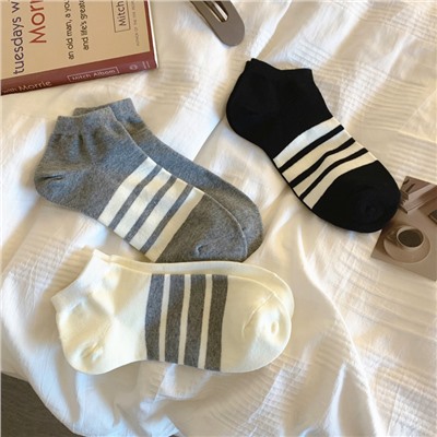 Japanese tide brand TB four -bar striped boat socks black and white gray, short socks, men and women low -top light -mouth cotton short tube socks