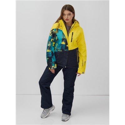Горнолыжный костюм женский зимний УЦЕНКА желтого цвета 02801J
