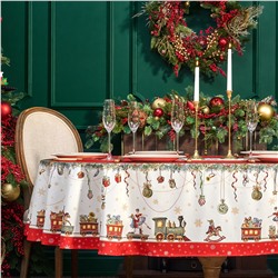 СКАТЕРТЬ ОВАЛЬНАЯ "ЩЕЛКУНЧИК"160Х220СМ ,КРАСНЫЙ, 100% ХЛОПОК,ТВИЛ, ПРОПИТКА