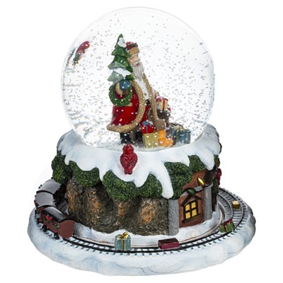 GAEM Фигурка декор в стекл шаре "Санта" (муз с ключ, движ), D 10 см, L15 W15 H15 см