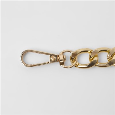 Цепочка для сумки, с карабинами, металлическая, плоская, 18×13 мм, 60 см, цвет золотой