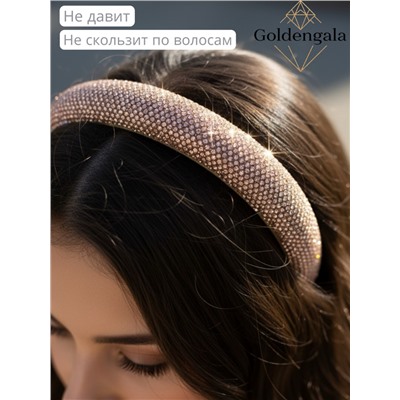 Ободок для волос со стразами объемный Арт ОБ6/005