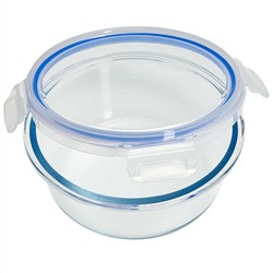 Форма для запекания круглая 1 л, Ø17,4×6,7 см из жаропрочного стекла с герметичной крышкой РК-0106/2 "ЗАБАВА"