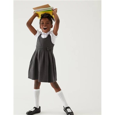Girls' Cotton Knitted School Pinafore (2-12 Yrs)