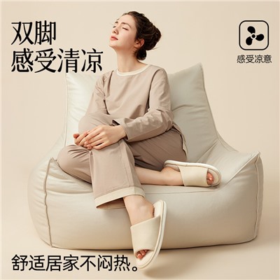 2024 new PU leather slippers Female summer cloth bottom anti -sliding home, not smelly feet, four seasons universal male waterproof