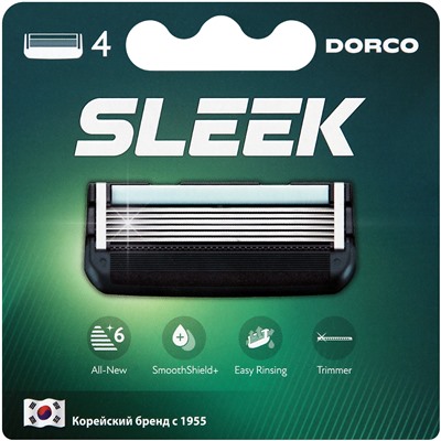 Станок для бритья DORCO SLEEK (+ 6 кассет), система с 6 лезвиями, триммером и Технологией Multi-Flex, SXF 2002