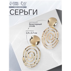 Серьги металл «Врата» два овала, цвет золото