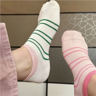 Dopamine contrasting striped boat socks stealth socks Ins tide little red book men and women in summer wild wearing cotton socks