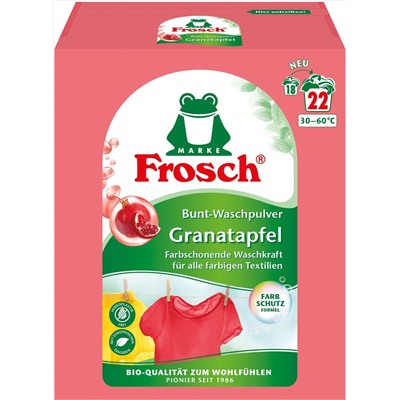 Концентрированный стиральный порошок для цветного Гранат, на 22 стирки, Frosch, 1,45 кг