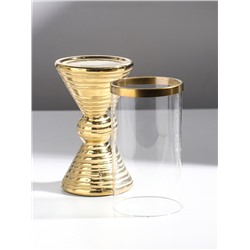 Подсвечник на 1 свечу «Зазеркалье. Зебра», керамика, стекло, d=7.5 см, золото 9.5×9.5×29 см