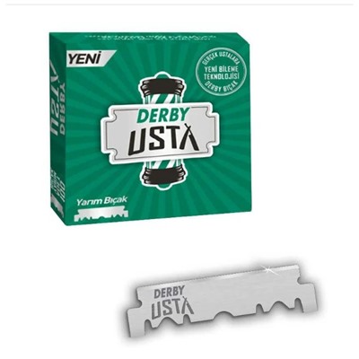 Лезвия для бритья односторонние для шаветок Derby Usta 100шт. в картонном блоке