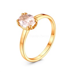 Кольцо женское из золочёного серебра с ситаллом имитацией розового морганита 1-378з363н
