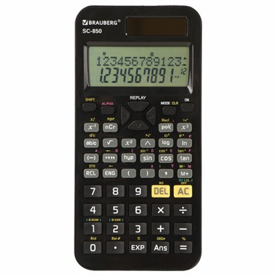 Калькулятор инженерный BRAUBERG SC-850 (163х82 мм), 240 функций, 10+2 разрядов, двойное питание, ЧЕРНЫЙ, 250525