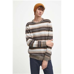 Sweter z domieszką wełny męski wzorzysty kolor multicolor