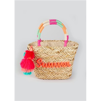 Girls Mini Me Summer Slogan Basket Bag