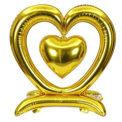 Шар фольгированный 36" «Сердце», на подставке, золото, под воздух