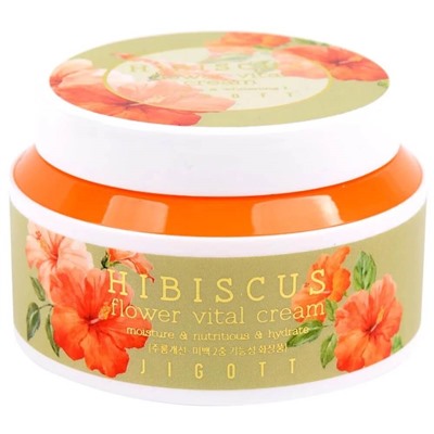 Увлажняющий крем для лица с экстрактом гибискуса Hibiscus Flower Vital Cream, Jigott 100 мл