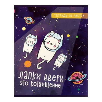 Комплект тетрадей из 5 штук, 48 листов в клетку Calligrata "Космокот", обложка мелованный картон, блок офсет