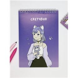 Скетчбук Аниме «Cute cat Girl», 14х20 см, плотность 100 гр