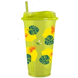 Стакан тамблер "Summer colors Leaves" с трубочкой, green (400 ml)